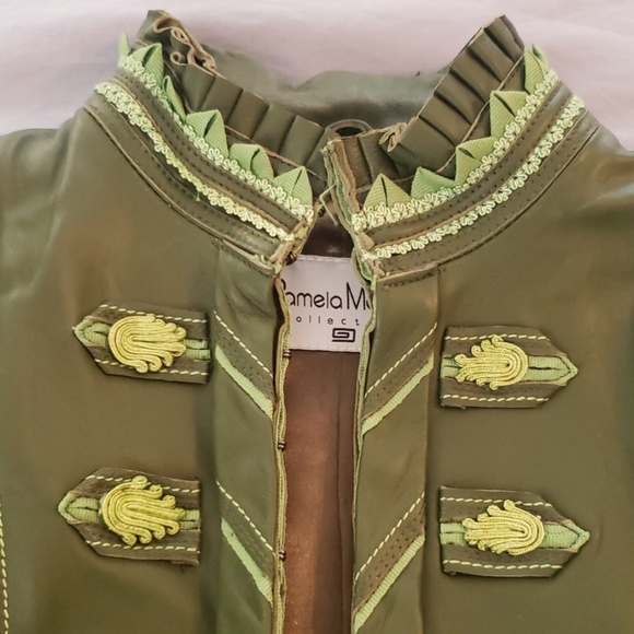 NWOT Pamela McCoy Military Inspired Leather Jacket - Picture 5 of 8
